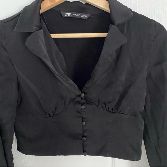 ZARA | Silk button up cropped blouse - Picture 3 of 8
